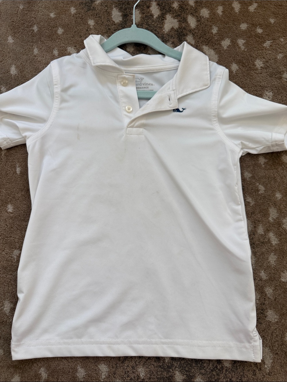 Vineyard Vines White Boys' Polo with Navy Logo